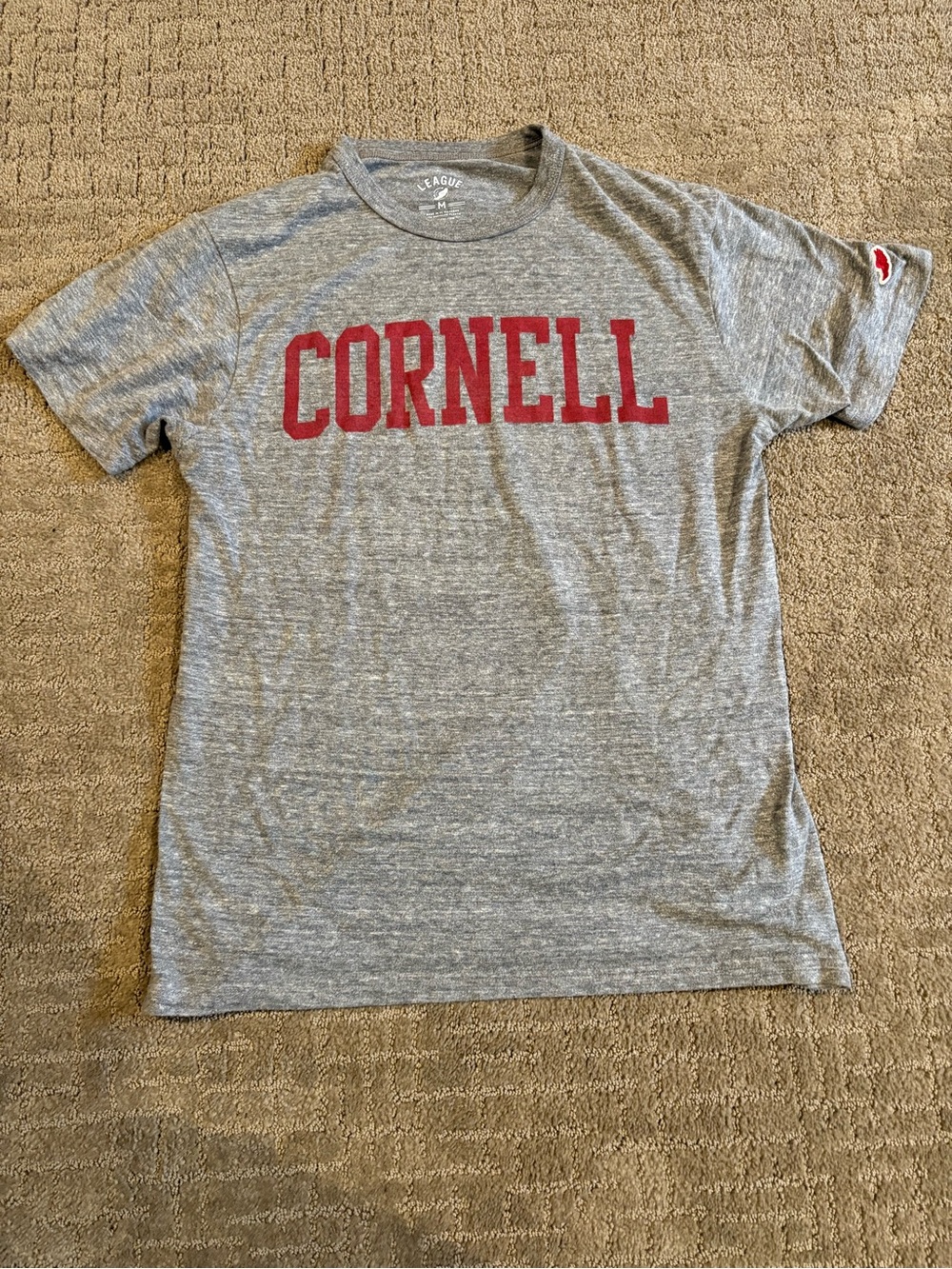 League Gray T‑Shirt with Red Cornell Chest Print
